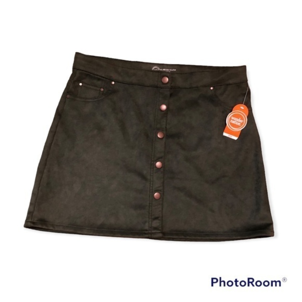 Wonder Nation Girls Faux Suede Fall Green Skirt NWT Plus Sz 14-16. ‎ Adjustable.